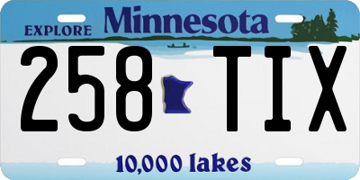 MN license plate 258TIX
