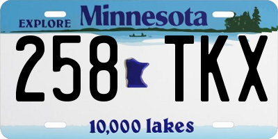 MN license plate 258TKX