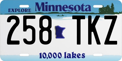 MN license plate 258TKZ