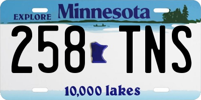 MN license plate 258TNS