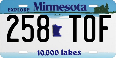 MN license plate 258TOF