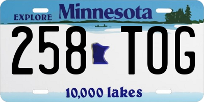 MN license plate 258TOG