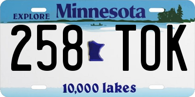 MN license plate 258TOK