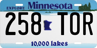 MN license plate 258TOR
