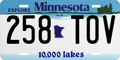 MN license plate 258TOV