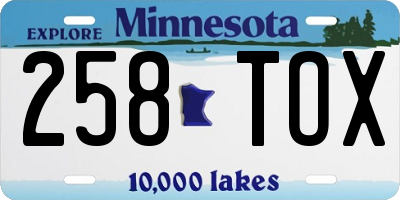 MN license plate 258TOX
