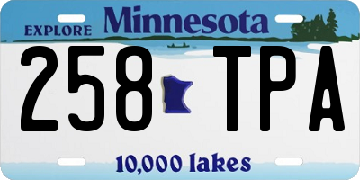 MN license plate 258TPA