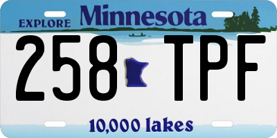 MN license plate 258TPF