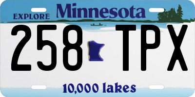 MN license plate 258TPX