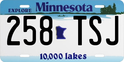 MN license plate 258TSJ