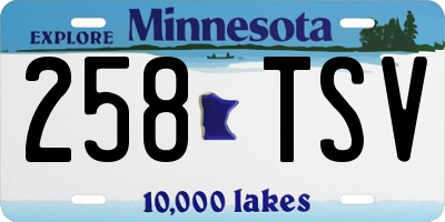 MN license plate 258TSV
