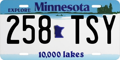 MN license plate 258TSY