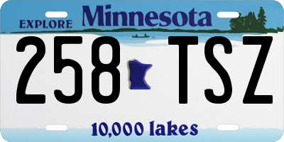 MN license plate 258TSZ