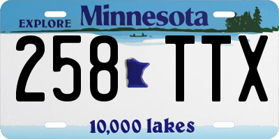 MN license plate 258TTX