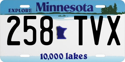 MN license plate 258TVX