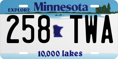 MN license plate 258TWA