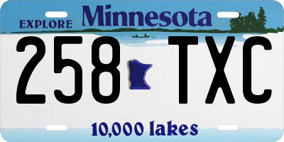 MN license plate 258TXC