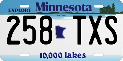 MN license plate 258TXS