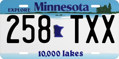 MN license plate 258TXX
