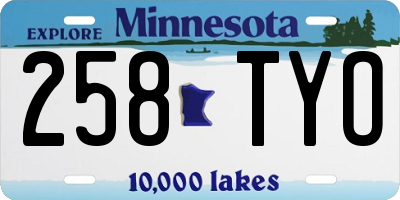 MN license plate 258TYO