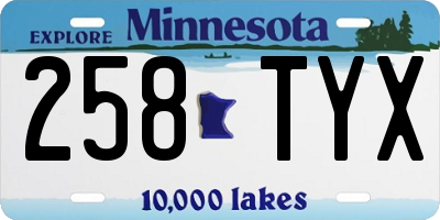 MN license plate 258TYX