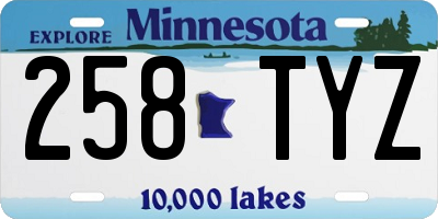 MN license plate 258TYZ