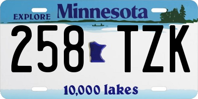 MN license plate 258TZK