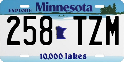 MN license plate 258TZM