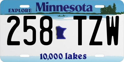 MN license plate 258TZW