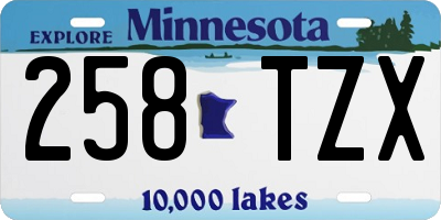 MN license plate 258TZX
