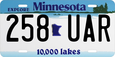 MN license plate 258UAR