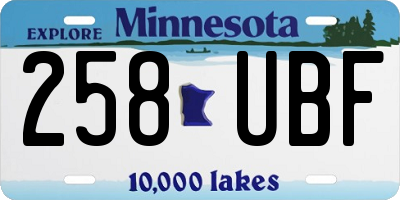 MN license plate 258UBF