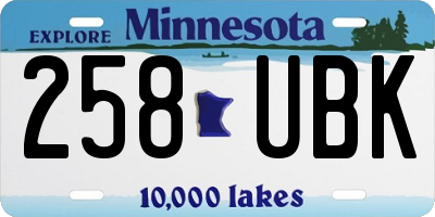 MN license plate 258UBK