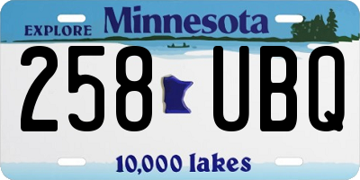 MN license plate 258UBQ
