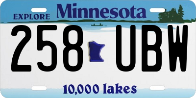 MN license plate 258UBW