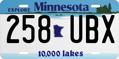 MN license plate 258UBX