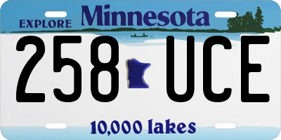 MN license plate 258UCE
