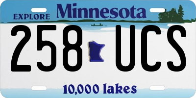 MN license plate 258UCS