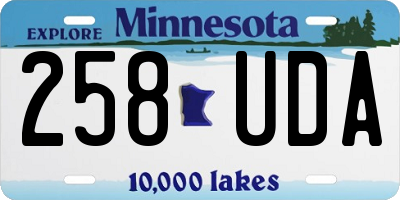MN license plate 258UDA