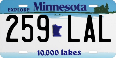 MN license plate 259LAL