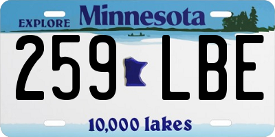 MN license plate 259LBE