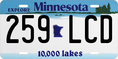 MN license plate 259LCD