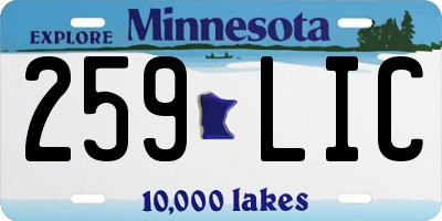 MN license plate 259LIC