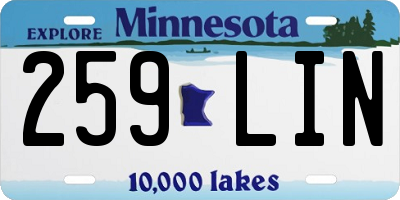 MN license plate 259LIN