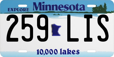MN license plate 259LIS