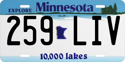 MN license plate 259LIV