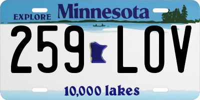 MN license plate 259LOV