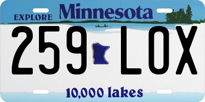 MN license plate 259LOX