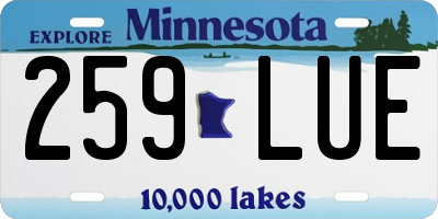 MN license plate 259LUE