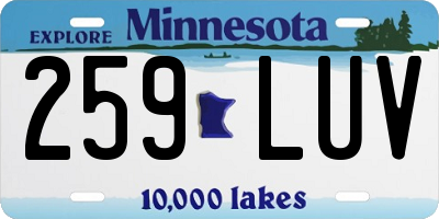 MN license plate 259LUV